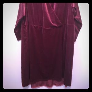 Velvet Maroon Surplice Neck dress